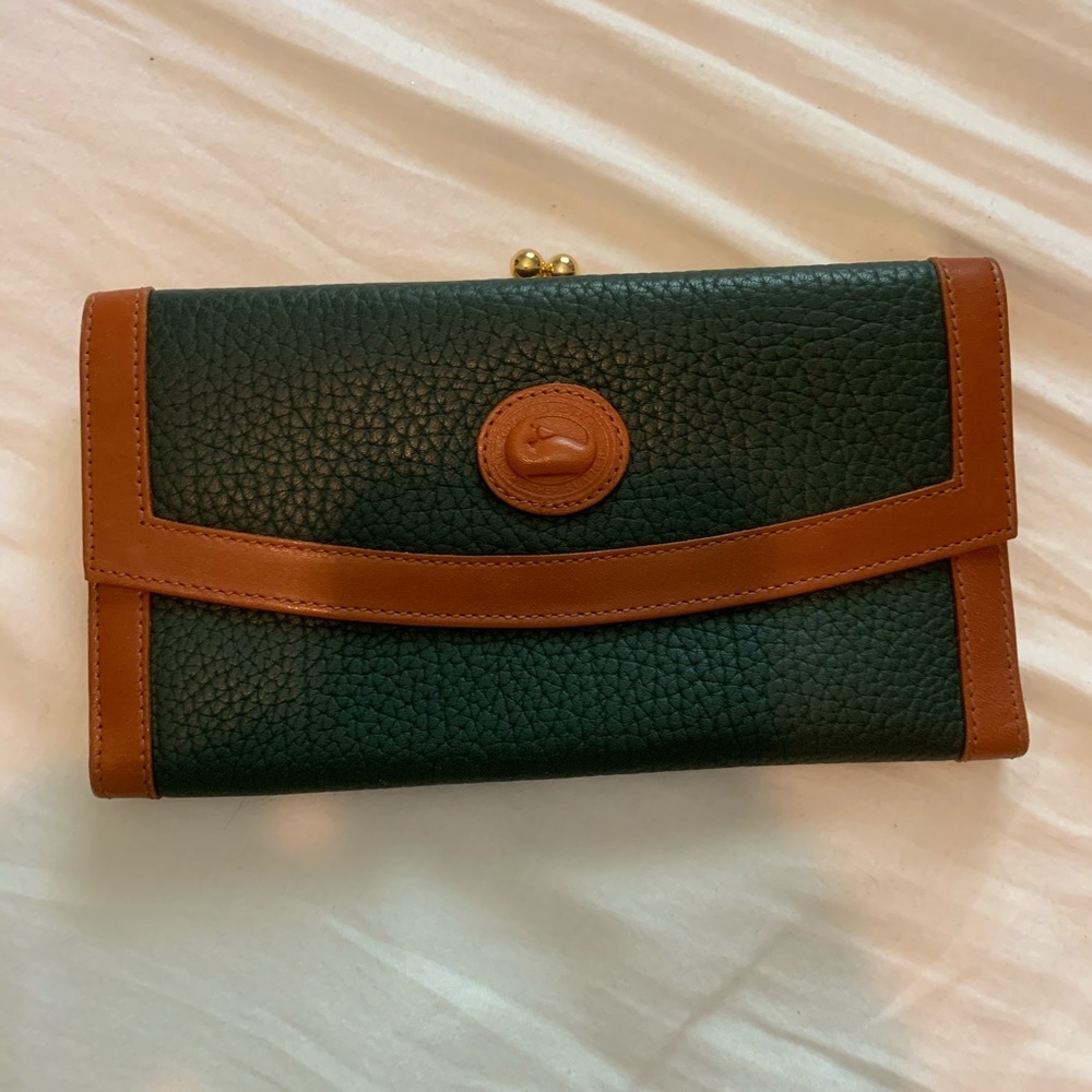 Dooney & Bourke hunter green and brown wallet